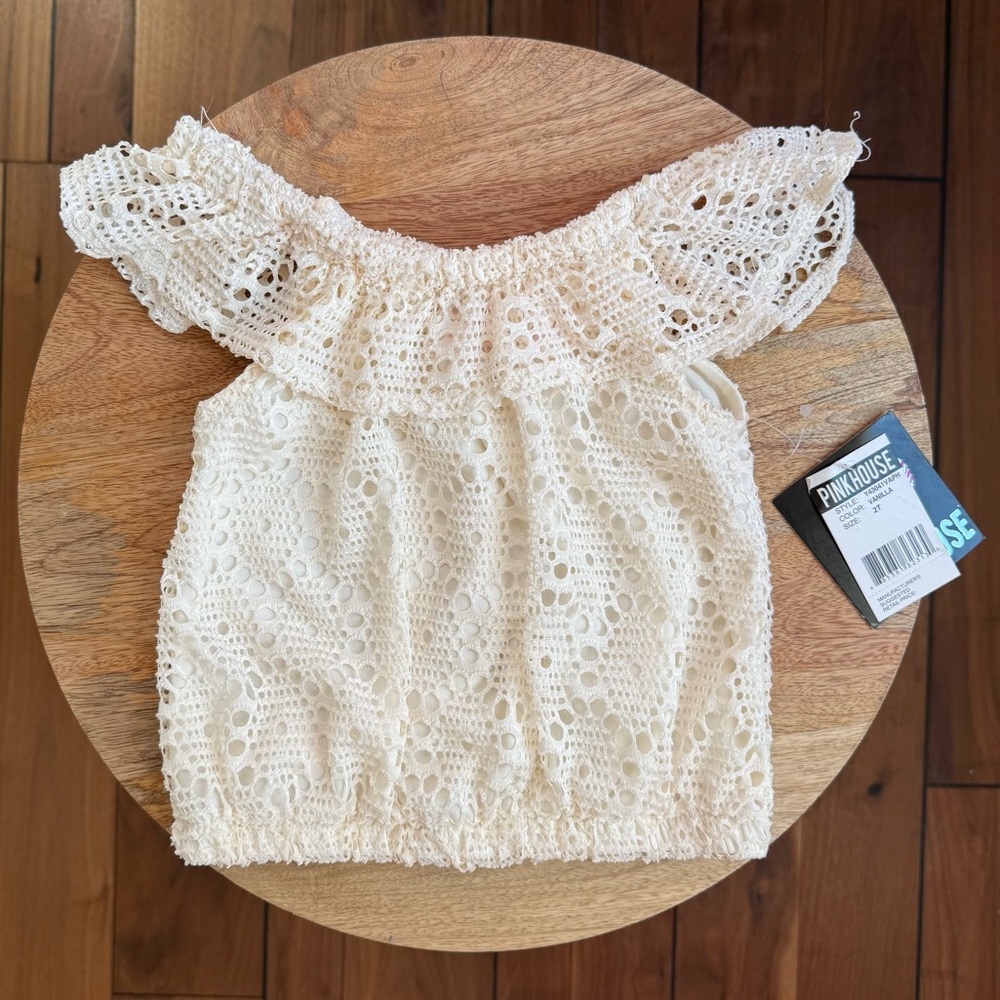 Pink House off the shoulder lace top NWT sz: 2T